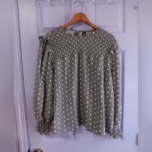 SHEIN Curve | Gray & White Polka Dot Blouse Plus Size 2XL
